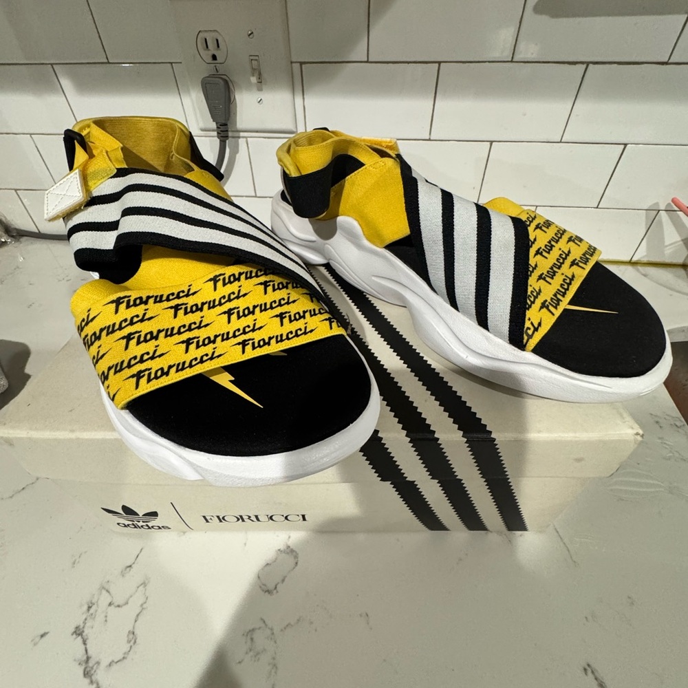 Fiorucci Black and Yellow Striped Sandals - Picture 7 of 10